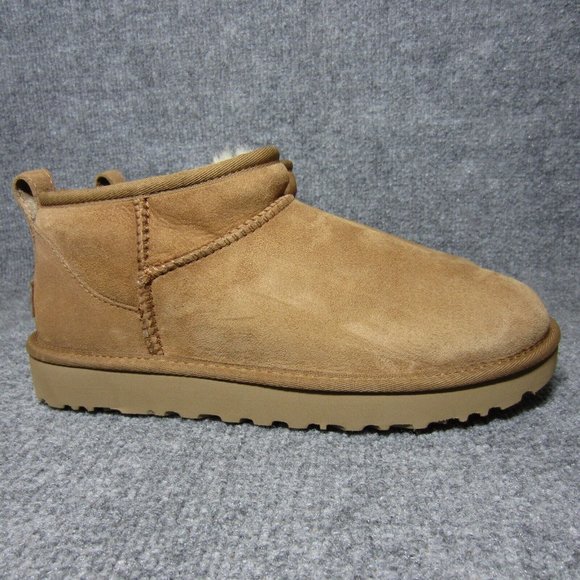 UGG Shoes - UGG Classic Ultra Mini Boots Womens Size 9 Chestnut Ankle Sheepskin Lined